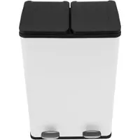 Monster poubelle double à pédale 60l - Blanc
