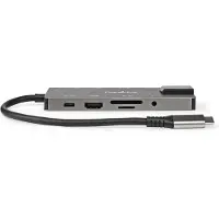 Nedis Gold Ccbw64775at02 10-in-1 Multi-port Usb Adapter Usb 3.2 Gen 1 Usb-c M-rj45 F/hdmi/sd/2x Usb-c/f/3x Usb-a F 5gbps Plated 3.5mm 0.2 M Argenté