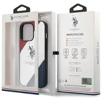 U.S. POLO ASSN. Étui en cuir double cheval pour iPhone 14 Pro (Apple iPhone 14 Pro), Coque pour téléphone portable, Blanc, Multicolore