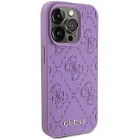 GUESS GUHCP15XP4EPMU iPhone 15 Pro Max 6.7" fioletowy/light purple hardcase Leather 4G Stamped (Apple iPhone 15 Pro Max), Coque pour téléphone portable, Violet