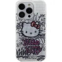 Hello Kitty Coque rigide pour iPhone 14 Pro, motif Kitty sur briques, blanche