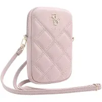 GUESS Pu Quilted Metal Logo Wallet Zipper Phone Bag 4g Rose