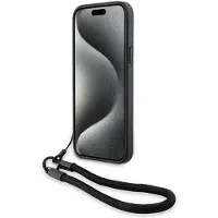 BMW Étui rigide Signature en cuir avec cordon pour iPhone 15