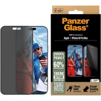 PanzerGlass Protection d'écran Privacy Ultra-Wide Fit Anti-bactérienne avec applicateur Apple iPhone 16 Pro Max