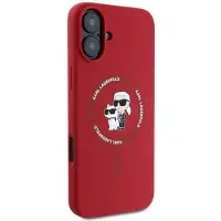 Karl Lagerfeld KLHMP16SSCMKCRHR iPhone 16 czerwony/red HC MagSafe Silicone KC Heads Ring (Apple iPhone 16), Coque pour téléphone portable, Rouge