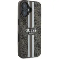 GUESS GUHMP16MP4RPSW iPhone 16 Plus brązowy/brown MagSafe 4G Printed Stripes (Apple iPhone 16 Plus), Coque pour téléphone portable, Marron