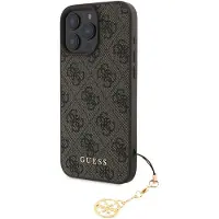 GUESS 4g Charm Iphone 16 Pro Max Tone On Tone Phone Case Marron