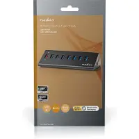 Nedis Uhubup3810bk Usb Hub Micro-b F-usb-a F 8-port Qc3.0/usb 3.2 Gen 1 Powered 5gbps Marron