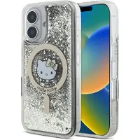 Hello Kitty HKHMP16SLGDIK iPhone 16 6.1" czarny złoty/black gold hardcase Liquid Glitter Fever MagS (Apple iPhone 16), Coque pour téléphone portable, Noir, Or