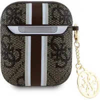 GUESS Gua2P4Rpsw Airpods 1/2 Cover Brown/Brown 4G Printed Stripes Charm