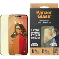 PanzerGlass Ultra-Wide Fit Apple iPhone 15 Pro Bleu Protège-écran avec Filtre Anti-lumière Bleue Verre Noir