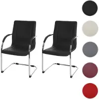 Mendler 2x chaise de conférence Samara, chaise visiteurs cantilever, similicuir noir