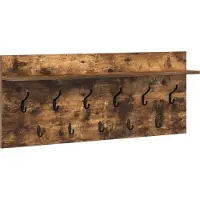 vidaXL Porte-manteau mural avec étagère Chêne fumé Bois d'ingénierie