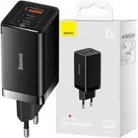 Baseus Gan5 Pro Usb-a And Usb-c Wall Charger Noir