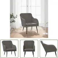 The Living Store fauteuil gris foncé 63x76x80 cm velours