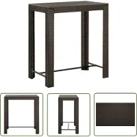 The Living Store Table de bar de jardin marron 100x60,5x110,5 cm Poly rotin