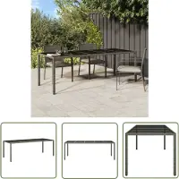 The Living Store Table de jardin Gris 250x100x75 cm verre dur et poly rotin
