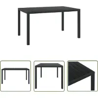 The Living Store Table de jardin WPC Aluminium 150 x 90 x 74 cm Noir