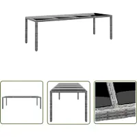 The Living Store Table de jardin 250x100x75 cm verre trempé et poly rotin gris