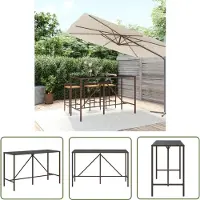 The Living Store Table de bar avec plateau en verre brun 180x70x110 cm Poly rotin