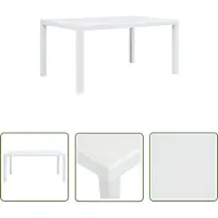 The Living Store Table de jardin blanche 150 x 90 x 72 cm plastique aspect rotin