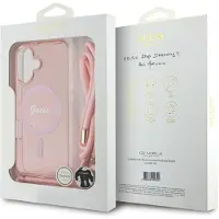 GUESS Crossbody Cord Script Magsafe Case pour Iphone 16 - Rose