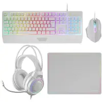 Mars Gaming MCP124PRO, Câble, USB, Commutateurs à membrane, QWERTY, LED RGB, Blanc