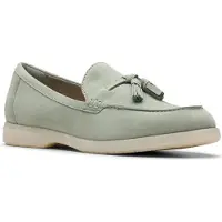 Clarks pour femme. 26181451 Mocassins en cuir vert Narini Edge (38), Plat, Aucun, Casuel