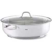Fissler / Bol en acier inoxydable (8,8 L - Ø 38 cm) Grande cocotte ovale, avec couvercle en verre, passe au four & au lave-vaisselle - Induction