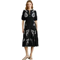 Pepe Jeans pour femme. PL953743 Robe midi en popeline de coton Destiny noir (S), Casuel, Manche courte