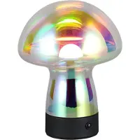 REALITY IMPORT Lampe de table à LED, métal, noir, verre irisé, H 18 cm