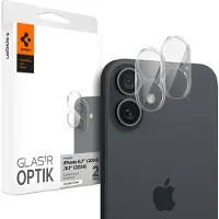Spigen GLAStR Optik Camera Lens Protector - protection de l'îlot photo (lot de 2) pour Apple iPhone 16 / 16 Plus