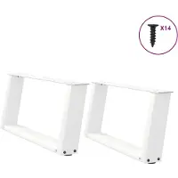 vidaXL Pieds de table basse en U 2 pcs. Blanc 60x(30-31) cm Acier