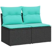 vidaXL Ensemble de salon de jardin 2 pièces avec coussins noir poly rotin