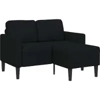 vidaXL Canapé 2 places avec chaise longue en L noir 125 cm Tissu