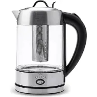 Karaca bouilloire en verre pour tisanes avec éclairage LED Inox, 1.7L, 2200W