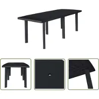 The Living Store Table de jardin anthracite 216 x 90 x 72 cm plastique