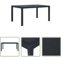 The Living Store Table de jardin anthracite 150 x 90 x 72 cm plastique aspect rotin