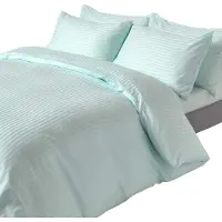 Homescapes Parure de lit damassé bleu aqua densité de fil 330, 155 x 220 cm