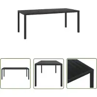 The Living Store Table de jardin WPC Aluminium 185 x 90 x 74 cm Noir