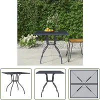 The Living Store Table de jardin anthracite 80x80x72,5 cm acier tressé