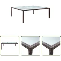 The Living Store Table de jardin à manger brune 200×200×74 cm Poly rotin