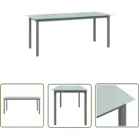The Living Store Table de jardin gris clair 190x90x74 cm Aluminium et verre