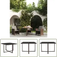 The Living Store Table de jardin marron 109x107x74 cm Poly rotin et verre