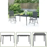 The Living Store Table de jardin anthracite 110x80x72 cm Grille en acier