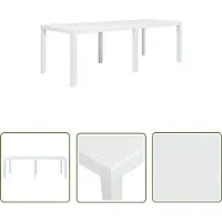 The Living Store Table de jardin blanche 220 x 90 x 72 cm plastique aspect rotin