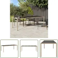 The Living Store Table de jardin Beige 250x100x75 cm verre trempé et poly rotin