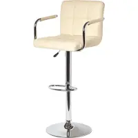 Homescapes Similicuir Chaise de bar avec accoudoirs "Bramley" Chaise de comptoir avec dossier Tabouret de bar réglable en hauteur 62-82cm - crème