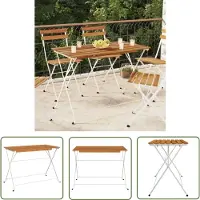 The Living Store Table de bistrot pliante 100x54x71 cm en bois massif d'acacia et acier