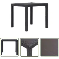 The Living Store Table de jardin brune 79 x 79 x 72 cm plastique aspect rotin